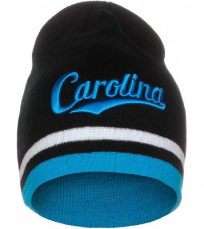 Skullies & Beanies USA Sports City State Cuffless Beanie Knit Hat Cap - Carolina Black/Blue - CJ12NYK543Y