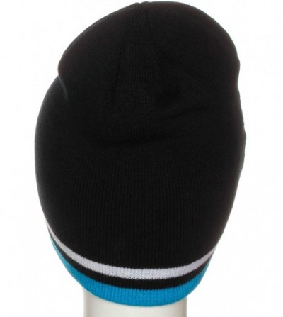 Skullies & Beanies USA Sports City State Cuffless Beanie Knit Hat Cap - Carolina Black/Blue - CJ12NYK543Y