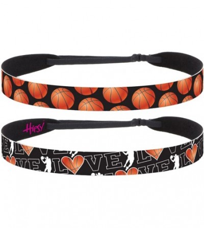 Headbands Adjustable No Slip I Love Basketball Headbands for Women Girls & Teens - Black Basketball 2pk - CY17YDU4L8H