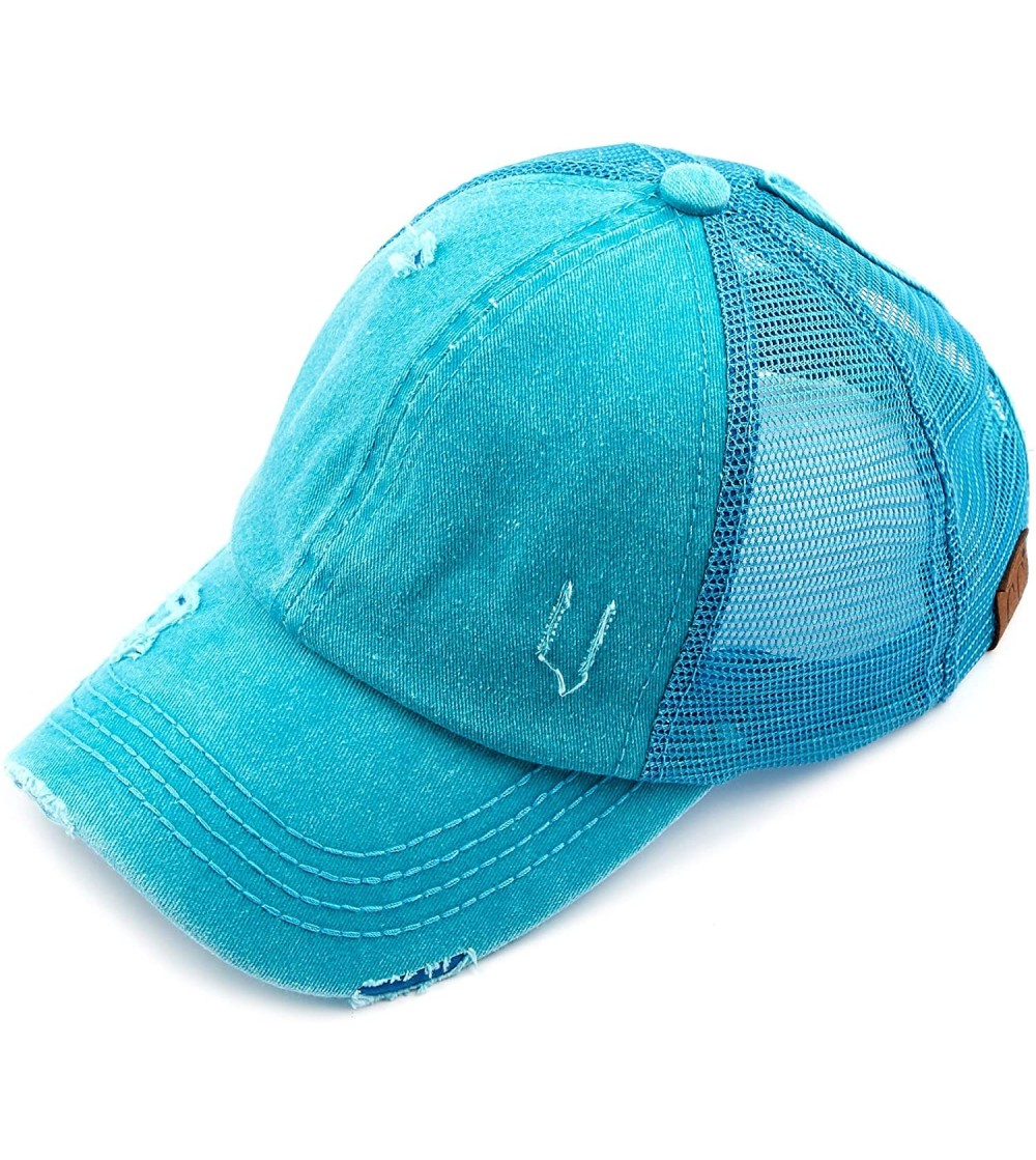 Baseball Caps Exclusives Hatsandscarf Distressed Adjustable - Turquoise - CE18OXW7IC4