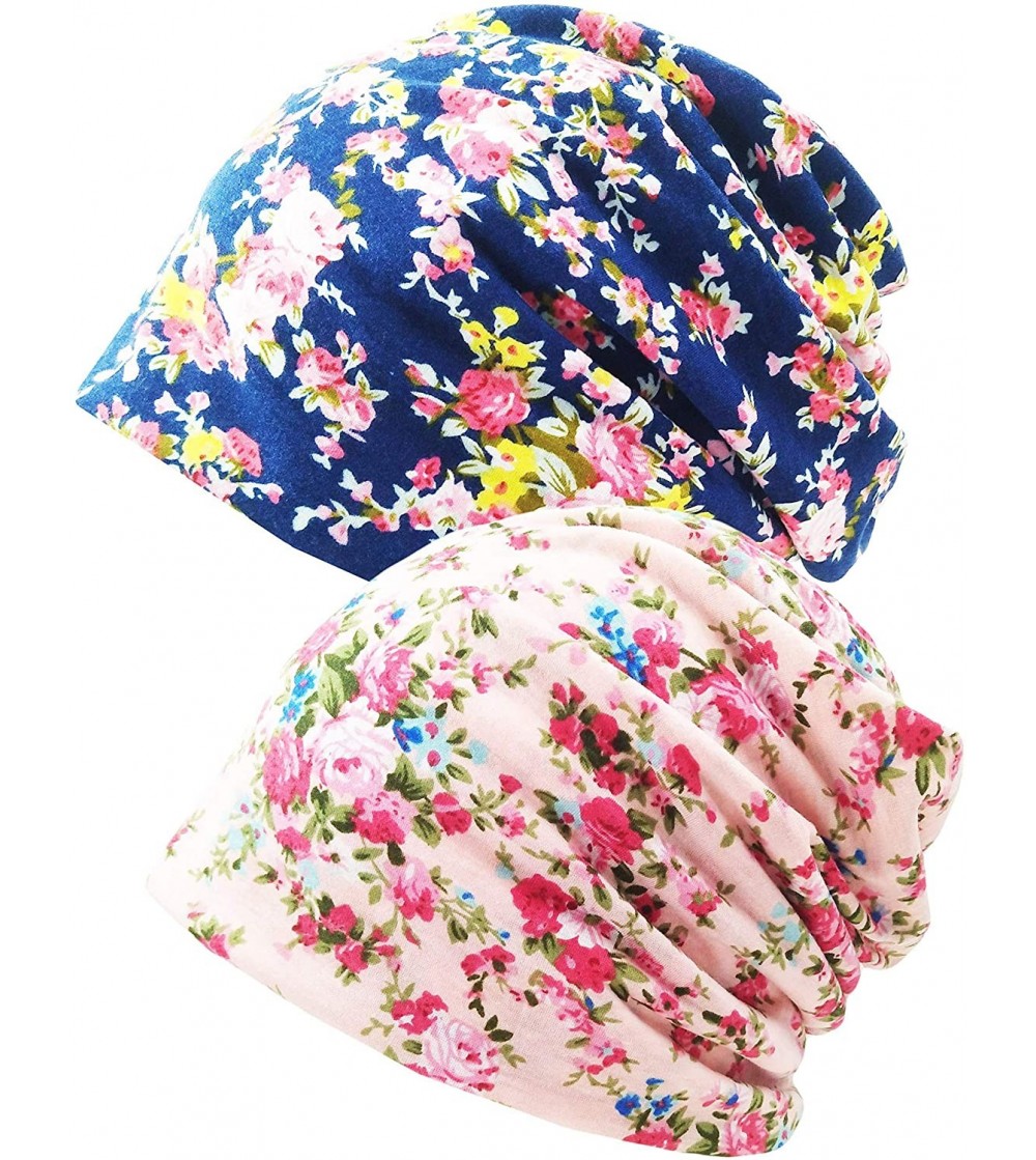 Skullies & Beanies Women's Sleep Soft Headwear Cotton Lace Beanie Hat Hair Covers Night Sleep Cap - Color Mix 39&40 - CK1985W...