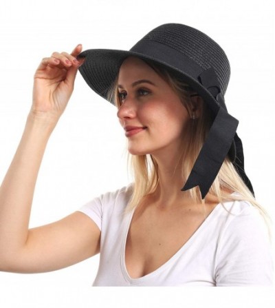 Sun Hats Womens Beach Sun Straw Hat- Floppy Beach hat & Wide Brim Braided Sun Hat - UPF 50+ Maximum Sun Protection - C5194K78RUU
