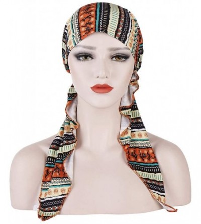 Headbands Chemo Headwear Turbans for Women Long Hair Head Scarf Headwraps Cancer Hats Scarf Gifts for Hair Loss - Orange - CE...