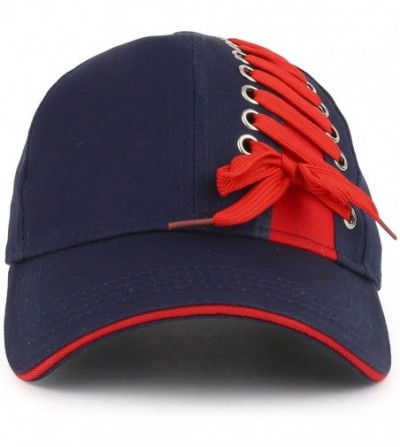 Baseball Caps Interchangeable Shoelace Ribbon Structured Baseball Cap - Navy - CW18D97YQ2C
