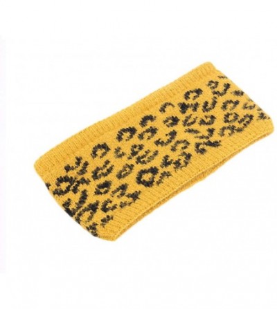 Cold Weather Headbands Soft Leopard Cable Knit Fuzzy Lined Head Wrap Headband Ear Warmer Stretch Winter Warm Headband - C518Z...