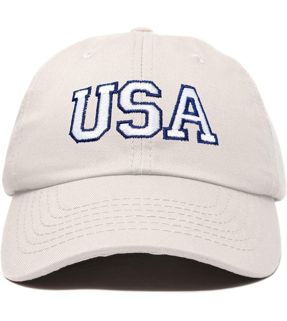 Baseball Caps USA Baseball Cap Flag Hat Team US America Navy Red White Blue Gray Khaki Black - Beige - CS18D60CHQ8