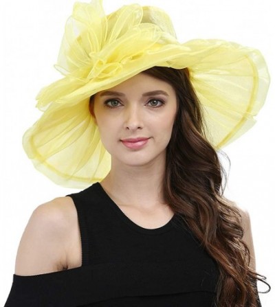 Sun Hats Women's Kentucky Derby Fascinators Church Wedding Easter Tea Party Hat - Yellow - CS124ASWCP9