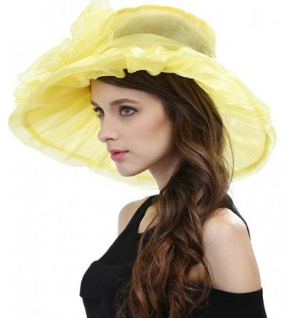 Sun Hats Women's Kentucky Derby Fascinators Church Wedding Easter Tea Party Hat - Yellow - CS124ASWCP9