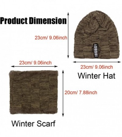 Skullies & Beanies Winter Knit Beanie Hat Scarf Set 2PCS Cap Neck Warmer Cold Weather Gift Set for Men - Khaki - CG18ZUR4YR9