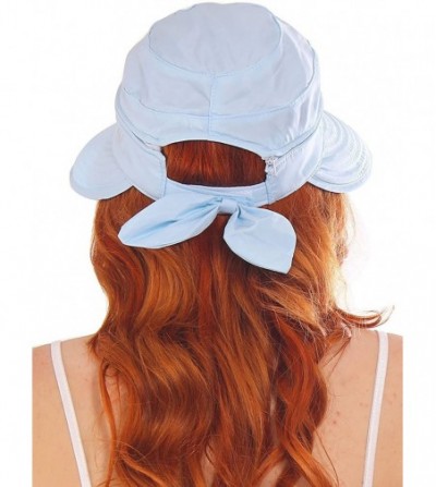 Sun Hats Baseball Caps Woman Bowknot Summer Dual Purpose Hats - Blue - C611ZYCBH7B