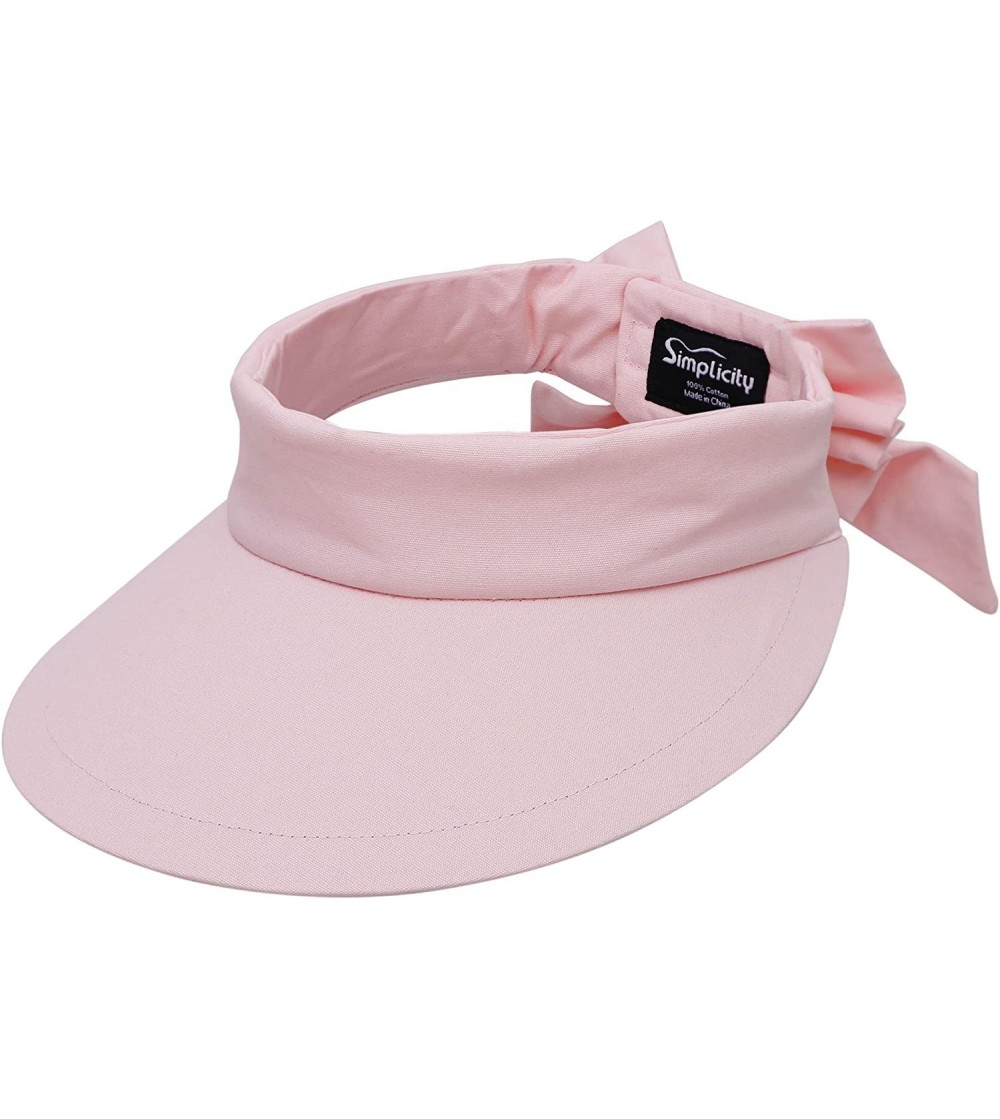 Visors Women's SPF 50+ UV Protection Wide Brim Beach Sun Visor Hat - Pink - CY12J70RTIL