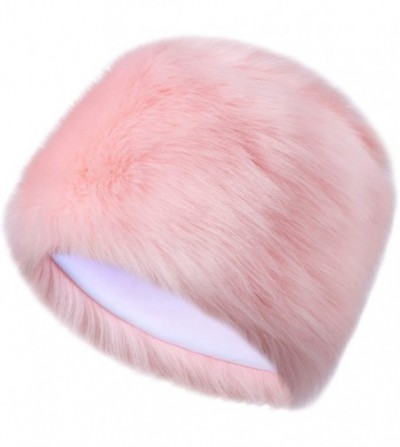 Skullies & Beanies Faux Fur Cossack Russian Style Hat for Ladies Winter Hats Ski Christmas Caps - Pink - CS18HWHSSA9