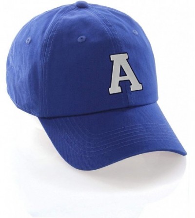 Baseball Caps Customized Letter Intial Baseball Hat A to Z Team Colors- Blue Cap Navy White - Letter a - C618N8G52D3