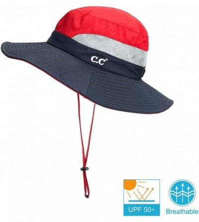 Sun Hats Hatsandscarf Exclusives Outdoor Sun Hat UV Protection Foldable Mesh Wide Brim Beach Summer Hat (ST-2177) - Red - CU1...