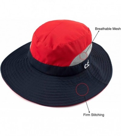 Sun Hats Hatsandscarf Exclusives Outdoor Sun Hat UV Protection Foldable Mesh Wide Brim Beach Summer Hat (ST-2177) - Red - CU1...