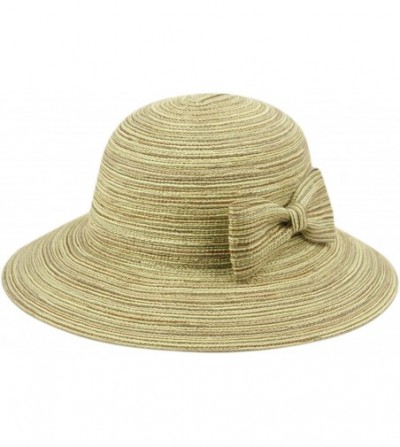 Sun Hats Womens UPF50 Foldable Summer Sun Beach Straw Hats - Fl2798mix Green - CT18DA37U85