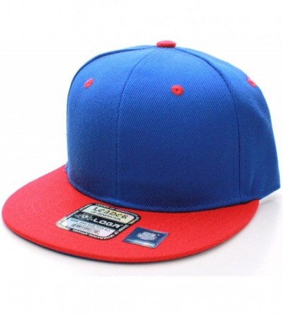 Baseball Caps Classic Flat Bill Visor Blank Snapback Hat Cap with Adjustable Snaps - Blue/Red - CT119R34SPV