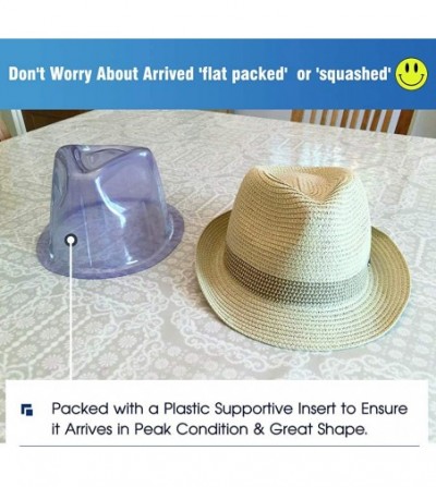 Fedoras Mens Packable Straw Pork Pie Fedora Summer Derby Upturn Brim Hat for Women - 16010brown - CD18R3M0ADM
