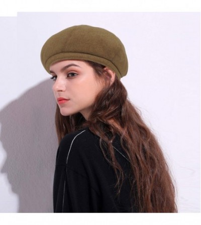 Berets Beret Hat Cap for Women 8 Panel Cotton French Beret Hat Cap Solid Color Classic Beanie Fall Winter Hat - Camel - CI18O...