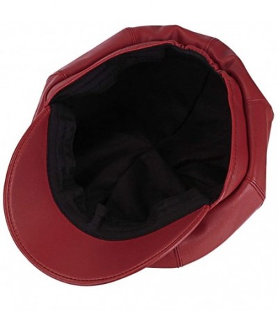 Newsboy Caps Women Newsboy Hat Cap for Ladies Visor Beret Hat - 3b116-pu Leather-red - CP18Y4ZRQN5