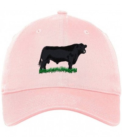 Baseball Caps Custom Low Profile Soft Hat Angus Bull Embroidery Animal Name Cotton Dad Hat - Soft Pink - CM18OK5385G