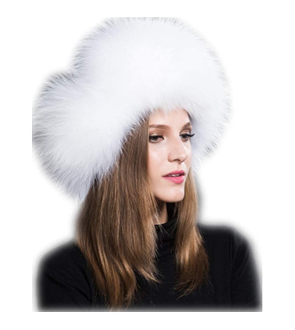 Bomber Hats Womens Winter Hat Genuine Fox Fur Russian Hats Lei Feng hat - White - CR18LUXI84O
