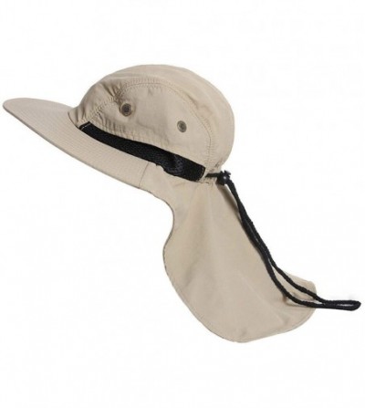 Sun Hats MG Nylon Juniper 4 Panel Safari Wide Brim Flap Cap Hat - Khaki - CL199SKLGQC