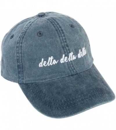 Baseball Caps Delta Delta Sorority Baseball Hat Cap Cursive Name Font tri Delta - Midnight Blue - CJ18SDEISD4