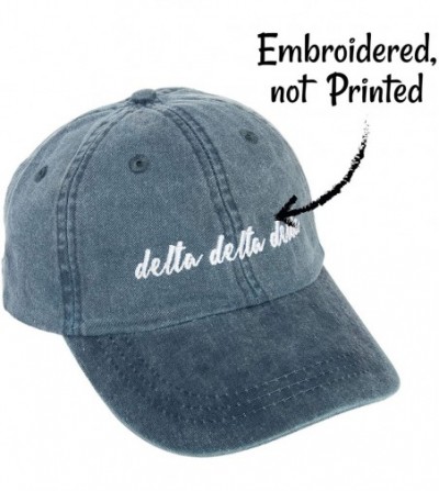 Baseball Caps Delta Delta Sorority Baseball Hat Cap Cursive Name Font tri Delta - Midnight Blue - CJ18SDEISD4