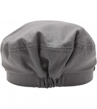 Newsboy Caps Women's 100% Cotton Mariner Style Greek Fisherman's Sailor Newsboy Hats with Comfort Elastic Back - Grey - CO18U...