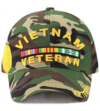 Baseball Caps 1100 Official Licensed Vietnam Veteran 3D Baseball Cap - Wood Camo - CZ18NAHZT4Q