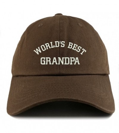 Baseball Caps World's Best Grandpa Embroidered Low Profile Soft Cotton Dad Hat Cap - Brown - CL18D5003D3