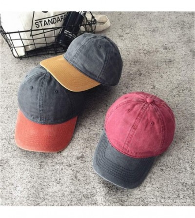 Baseball Caps Men Women Twill Cotton Dad Hats Two-Tone Vintage Distressed Baseball Caps Adjustable - Grey - CX18TLWYX56
