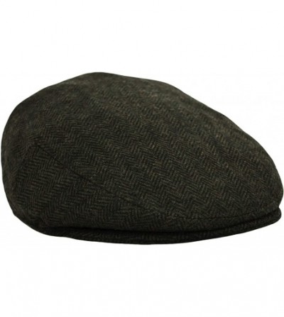 Newsboy Caps Classic Men's Flat Hat Wool Newsboy Herringbone Tweed Driving Cap - Iv1935-olive - CE18IDHSECZ