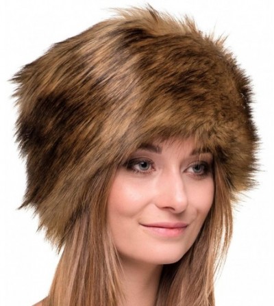 Bomber Hats Russian Faux Fur Hat for Women - Like Real Fur - Comfy Cossack Style - Honey Fox - CN12LJGHMSX