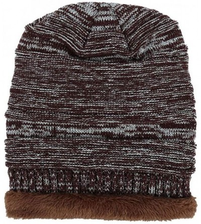Skullies & Beanies Men Winter Skull Cap Beanie Large Knit Hat with Thick Fleece Lined Daily - O - Coffee - CU18ZGRMIU9