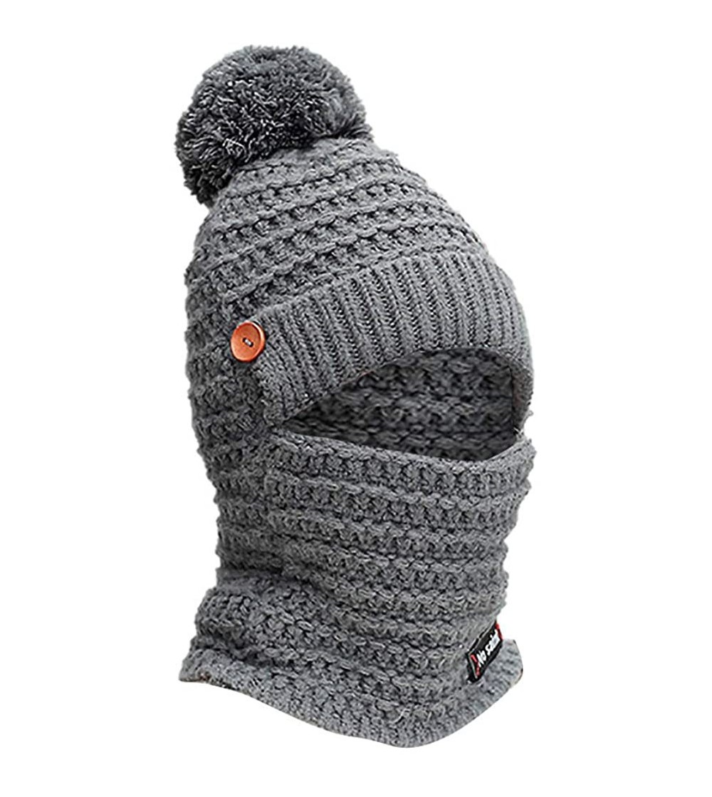 Skullies & Beanies Womens Slouchy Winter Warm Snow Ski Skull Cap Earmuffs Knit Hat Scarf Beanie Hat - Gray - C318NQ369K2