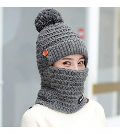 Skullies & Beanies Womens Slouchy Winter Warm Snow Ski Skull Cap Earmuffs Knit Hat Scarf Beanie Hat - Gray - C318NQ369K2