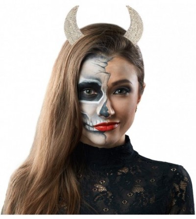 Headbands Halloween Girls Festive Rhinestone Bling Devil Horn Ears Costume Headband - GOLD/CRYSTAL - CT18502X8NO