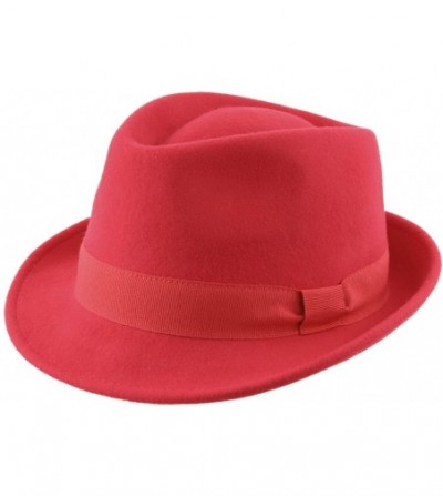 Fedoras Classic Trilby Pliable Wool Felt Trilby Hat Packable Water Repellent - Rouge - C612NU7TYVN
