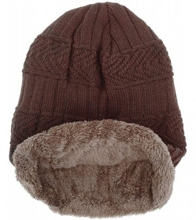 Skullies & Beanies Women's Beanie Hat Scarf Set Knit Warm Thick Winter Snow Skull Caps - Brown 1 - CO1857KASK5