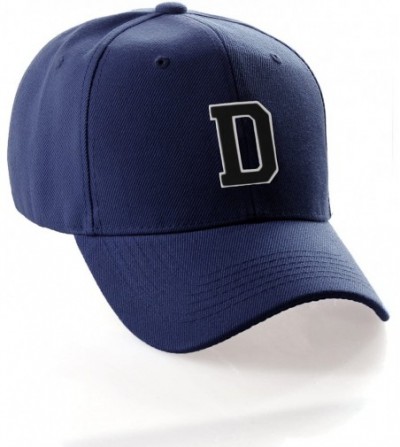 Baseball Caps Classic Baseball Hat Custom A to Z Initial Team Letter- Navy Cap White Black - Letter D - C318IDTLKLG