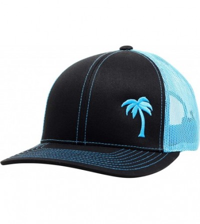 Baseball Caps Trucker Hat - Palm Tree Series - Black/Aqua - CZ1838RUY6H