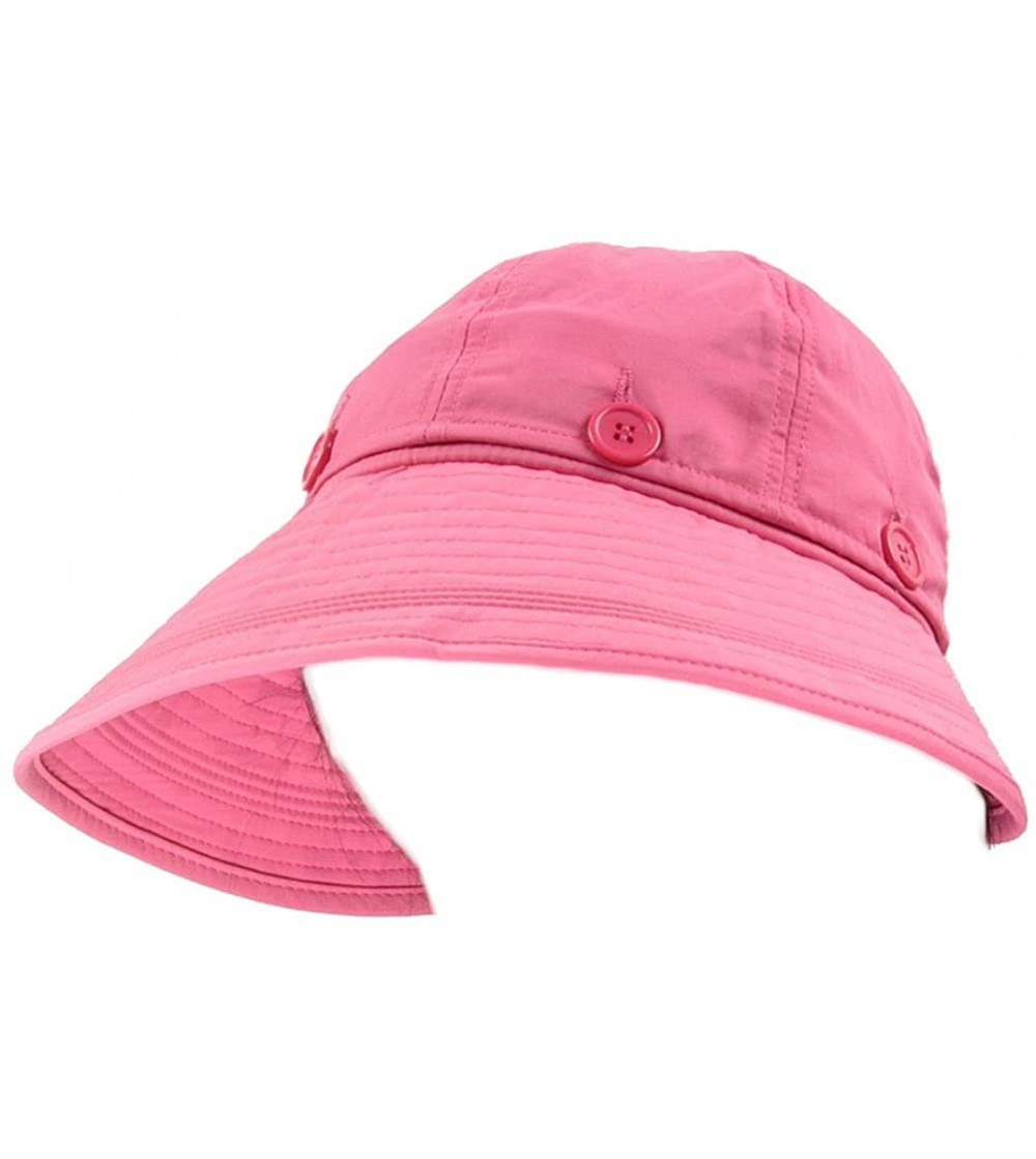 Sun Hats Detachable Roll Summer Beach Sun Visor Wide Brim Hat Cap FFH042 - Pink - C911DRS0YSH
