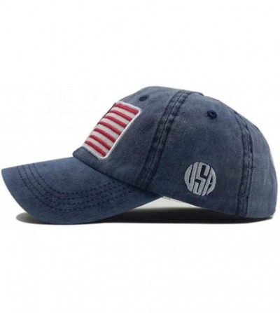 Baseball Caps USA American Flag Baseball Cap Embroidered Polo Style Military Army Washed Cotton Hat - Blue - CK18RHC0KRQ