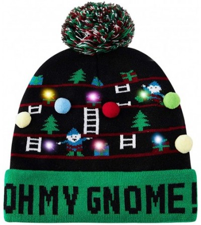Skullies & Beanies Women Men Ugly Christmas Hats LED Light-up Knitted Beanies Cap for Xmas Party with 6 Colorful Lights - CQ1...