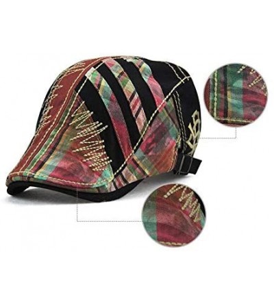 Skullies & Beanies Men's Berets Cotton Peaked caps Stitching Grid Fashion Hats - CM18IWAI9KH