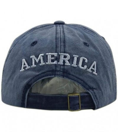 Baseball Caps USA American Flag Baseball Cap Embroidered Polo Style Military Army Washed Cotton Hat - Blue - CK18RHC0KRQ