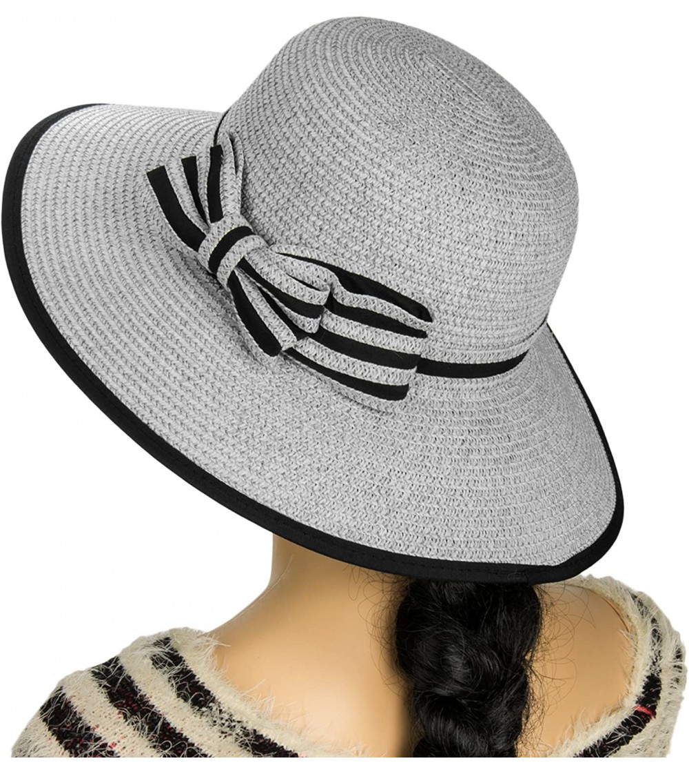 Sun Hats Women's Hampton Floppy Straw Hat - Grey - CK129VRLHQZ