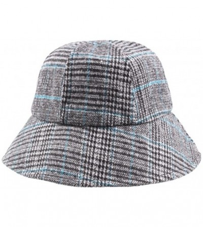 Berets Womens Hats Vintage Twill Plaid Cotton Cap Fisherman Sunshade Berets - Gray - CN18I8NU4EL